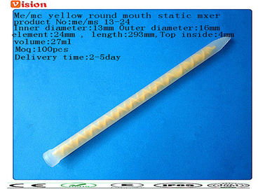 mélangeur statique de jaune rond de bouche de me/ms 13-24, tube de mélange, buse de mélange en plastique
