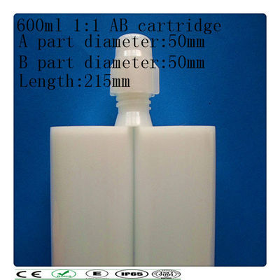 Double carcartridge de PE, cartouche du composant 600ml deux, côte à côte cartouche