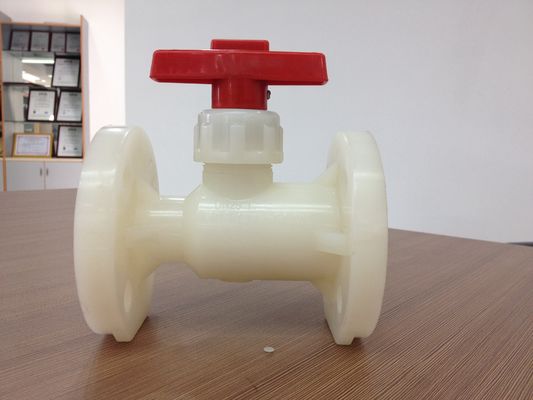 Robinet à tournant sphérique en plastique de bride de PVDF, robinet à tournant sphérique de forme de Boddily, norme ANSI, connexion de bride de JIS
